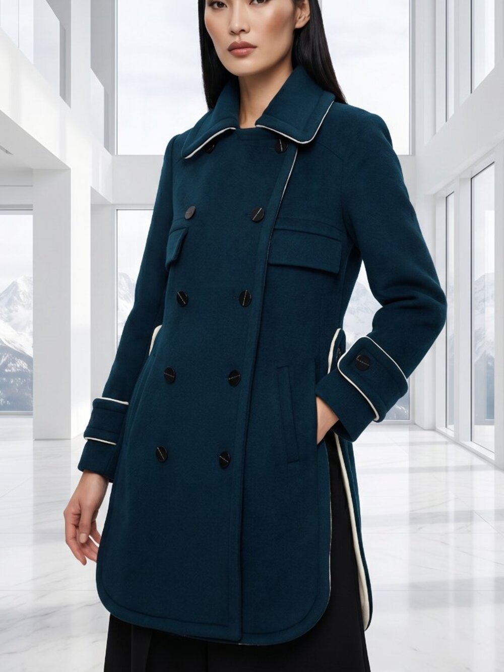 $750 EUDON CHOI 100% wool structured modern peacoat 4